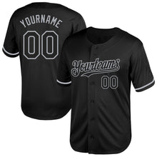 Load image into Gallery viewer, Custom Black Gray Mesh Authentic Throwback Baseball Jersey
