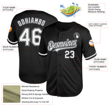 Load image into Gallery viewer, Custom Black White-Gray Mesh Authentic Throwback Baseball Jersey
