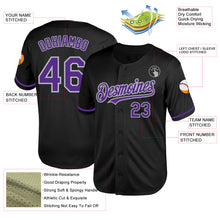 Load image into Gallery viewer, Custom Black Purple-Gray Mesh Authentic Throwback Baseball Jersey
