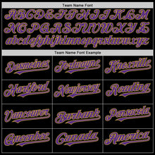 Load image into Gallery viewer, Custom Black Purple-Old Gold Mesh Authentic Throwback Baseball Jersey
