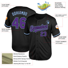 Load image into Gallery viewer, Custom Black Purple-Light Blue Mesh Authentic Throwback Baseball Jersey
