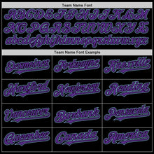 Load image into Gallery viewer, Custom Black Purple-Light Blue Mesh Authentic Throwback Baseball Jersey
