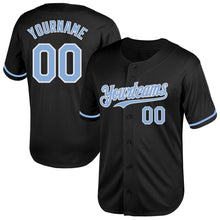 Load image into Gallery viewer, Custom Black Light Blue-White Mesh Authentic Throwback Baseball Jersey
