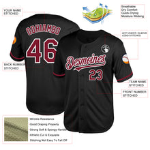 Load image into Gallery viewer, Custom Black Crimson-White Mesh Authentic Throwback Baseball Jersey
