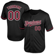 Load image into Gallery viewer, Custom Black Crimson-White Mesh Authentic Throwback Baseball Jersey
