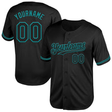Load image into Gallery viewer, Custom Black Teal Mesh Authentic Throwback Baseball Jersey
