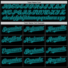 Load image into Gallery viewer, Custom Black Teal Mesh Authentic Throwback Baseball Jersey
