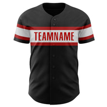 Load image into Gallery viewer, Custom Black White-Red Authentic Baseball Jersey
