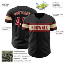 Load image into Gallery viewer, Custom Black Crimson-Cream Authentic Baseball Jersey
