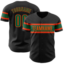 Load image into Gallery viewer, Custom Black Kelly Green-Orange Authentic Baseball Jersey

