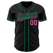 Load image into Gallery viewer, Custom Black Pink-Kelly Green Authentic Baseball Jersey
