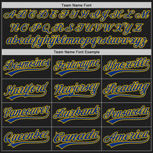 Load image into Gallery viewer, Custom Black Royal-Yellow Authentic Baseball Jersey

