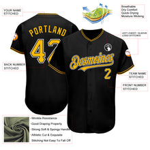 Load image into Gallery viewer, Custom Black Gold-White Authentic Baseball Jersey
