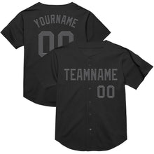 Load image into Gallery viewer, Custom Black Steel Gray Mesh Authentic Throwback Baseball Jersey
