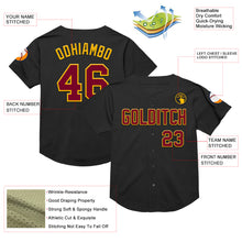 Load image into Gallery viewer, Custom Black Maroon-Gold Mesh Authentic Throwback Baseball Jersey
