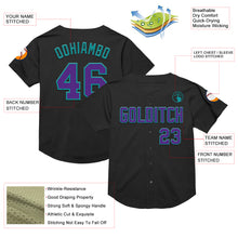 Load image into Gallery viewer, Custom Black Purple-Teal Mesh Authentic Throwback Baseball Jersey
