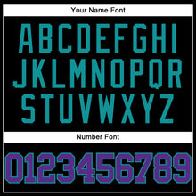 Load image into Gallery viewer, Custom Black Purple-Teal Mesh Authentic Throwback Baseball Jersey
