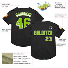 Load image into Gallery viewer, Custom Black Neon Green-White Mesh Authentic Throwback Baseball Jersey
