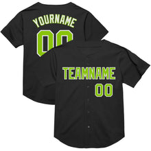 Load image into Gallery viewer, Custom Black Neon Green-White Mesh Authentic Throwback Baseball Jersey
