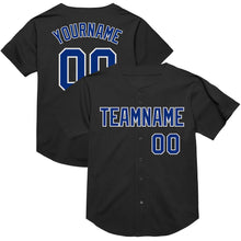 Load image into Gallery viewer, Custom Black Royal-White Mesh Authentic Throwback Baseball Jersey
