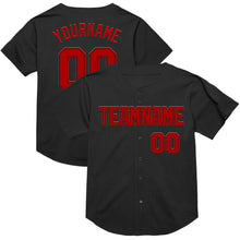 Load image into Gallery viewer, Custom Black Red Mesh Authentic Throwback Baseball Jersey

