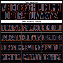 Load image into Gallery viewer, Custom Black Electric Blue-Orange Mesh Authentic Throwback Baseball Jersey
