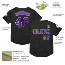 Load image into Gallery viewer, Custom Black Purple-White Mesh Authentic Throwback Baseball Jersey
