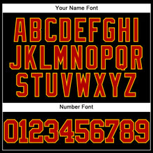 Load image into Gallery viewer, Custom Black Red-Gold Mesh Authentic Throwback Baseball Jersey
