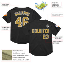Load image into Gallery viewer, Custom Black Old Gold-White Mesh Authentic Throwback Baseball Jersey
