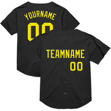 Load image into Gallery viewer, Custom Black Light Yellow Mesh Authentic Throwback Baseball Jersey

