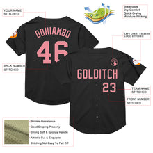 Load image into Gallery viewer, Custom Black Medium Pink Mesh Authentic Throwback Baseball Jersey
