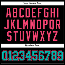 Load image into Gallery viewer, Custom Black Aqua-Neon Pink Mesh Authentic Throwback Baseball Jersey
