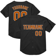 Load image into Gallery viewer, Custom Black Texas Orange-Gray Mesh Authentic Throwback Baseball Jersey
