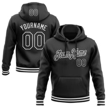 Load image into Gallery viewer, Custom Stitched Black White Sports Pullover Sweatshirt Hoodie
