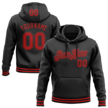 Load image into Gallery viewer, Custom Stitched Black Red Sports Pullover Sweatshirt Hoodie
