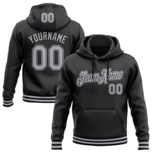 Load image into Gallery viewer, Custom Stitched Black Gray Sports Pullover Sweatshirt Hoodie
