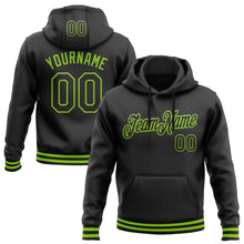 Load image into Gallery viewer, Custom Stitched Black Neon Green Sports Pullover Sweatshirt Hoodie
