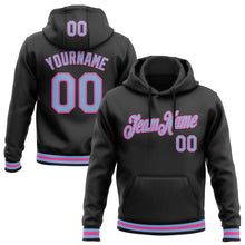 Load image into Gallery viewer, Custom Stitched Black Light Blue-Pink Sports Pullover Sweatshirt Hoodie
