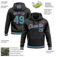 Load image into Gallery viewer, Custom Stitched Black Aqua-Pink Sports Pullover Sweatshirt Hoodie
