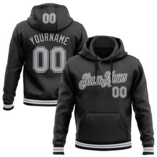 Load image into Gallery viewer, Custom Stitched Black Gray-White Sports Pullover Sweatshirt Hoodie
