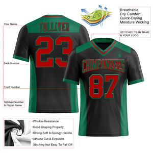 Custom Black Red-Kelly Green Authentic Football Jersey