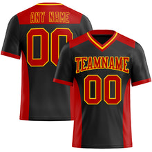 Load image into Gallery viewer, Custom Black Red-Yellow Authentic Football Jersey
