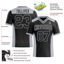 Load image into Gallery viewer, Custom Black Gray Authentic Football Jersey

