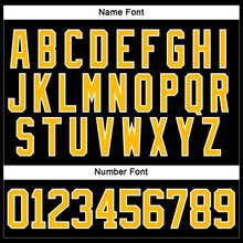 Load image into Gallery viewer, Custom Black Gold-White Hockey Lace Neck Jersey
