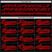 Load image into Gallery viewer, Custom Black Red Hockey Lace Neck Jersey
