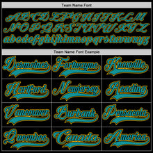 Load image into Gallery viewer, Custom Black Teal-Yellow Hockey Lace Neck Jersey
