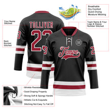 Load image into Gallery viewer, Custom Black Cardinal-White Hockey Lace Neck Jersey
