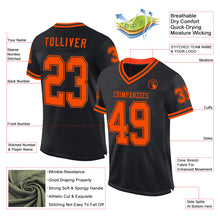 Load image into Gallery viewer, Custom Black Orange Mesh Authentic Throwback Football Jersey
