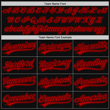 Load image into Gallery viewer, Custom Black Red Authentic Throwback Baseball Jersey
