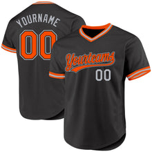 Load image into Gallery viewer, Custom Black Orange-Gray Authentic Throwback Baseball Jersey

